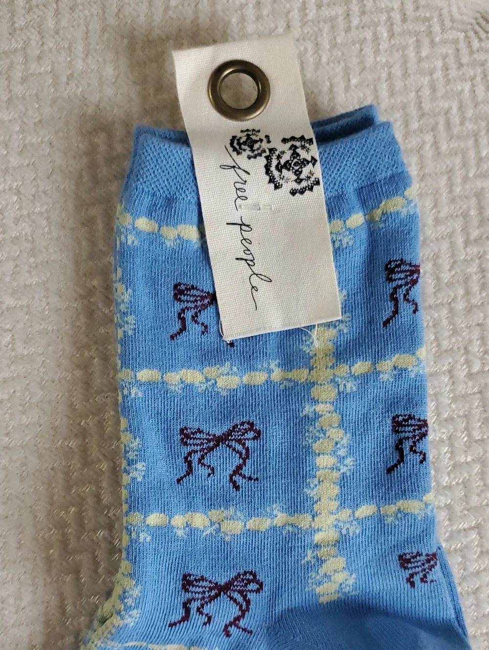 Free People Tie A Bow Ankle Socks/Light Blue